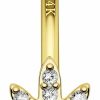 COCHARM Cocharm 14K Gold Belly Button Rings For Women 14K Solid Gold Belly Rings Round Cz Real Gold Belly Navel Piercing Jewelry | Body Piercing Barbells