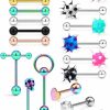 Hoeudjo Hoeudjo 18Pcs 14G Tongue Rings Surgical Steel Soft Silicone Nipple Straight Barbells Bar Piercing Jewelry For Women Men 16Mm (5/8 Inch) | Body Piercing Barbells