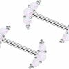 CHARM ONLINE Charm Online 14G Surgical Steel Nipple Barbells White Opal Linear Arrangement Moon And Micro Ball Cluster Nipple Piercing Jewelry For Women Man… | Body Piercing Barbells