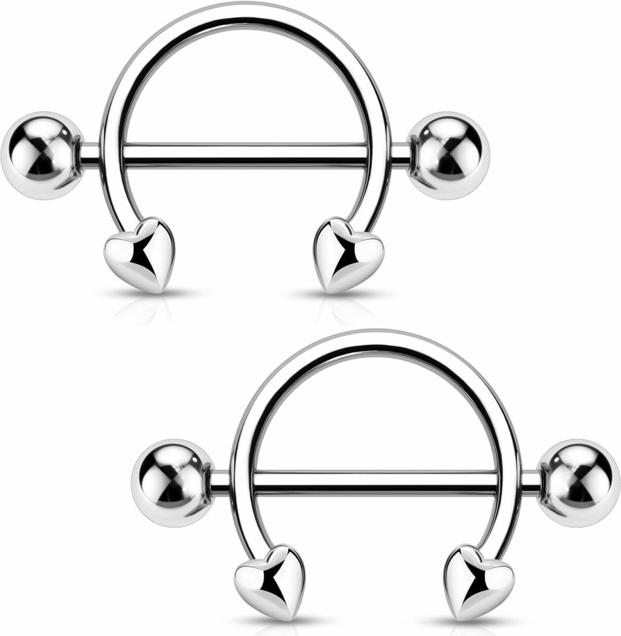 Melighting Melighting Nipple Rings 14G Heart Nipple Piercing Jewelry Stainless Steel 316L 14Mm Nipple Jewelry Body Piercing Jewelry For Women | Body Piercing Barbells