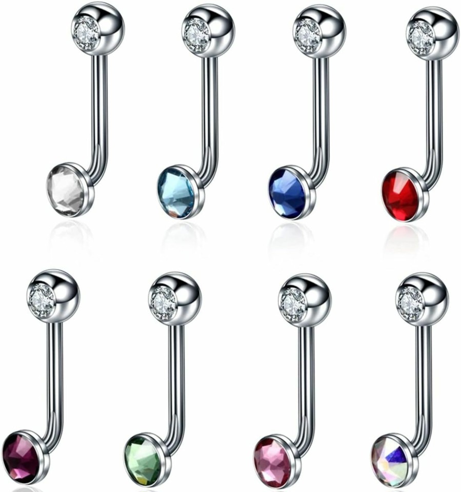 ChiMunllin Chimunllin 8Pcs Titanium Christina Vertical Hood Vch Piercing Jewelry Barbell Cubic Zirconia Vch Rings Genital Piercing Jewelry 14G 11Mm | Body Piercing Barbells