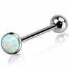 OUFER Oufer Titanium Tongue Piercing Barbell Jewelry Tongue Rings With White Opal G23 Solid Titanium Tongue Rings For Women Men | Body Piercing Barbells