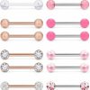 Prjndjw Prjndjw 8-12Pairs 14G 16G Nipple Rings Surgical Steel Tongue Rings Barbell Nipplering Diamond Cz Body Piercing Jewelry Retainer For Women Men 14Mm Length Size | Body Piercing Barbells