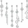 Drperfect Drperfect 14G Belly Button Rings Dangle For Women Surgical Steel Navel Rings Body Piercing Jewelry | Body Piercing Barbells