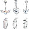 FIASASO Fiasaso 6Pcs 14G Belly Button Ring For Women 316L Surgical Steel Cz Opal Belly Rings Simple Reverse Navel Rings Body Jewelry Clicker Belly Button Ring | Body Piercing Barbells