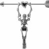 Godtemrow Godtemrow Skeleton Industrial Earrings For Women Men Long Barbell Cartilage Stud Arrow Heart Stainless Steel Body Piercing Jewelry 16G 38Mm | Body Piercing Barbells