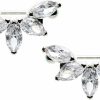 Pierced Owl Pierced Owl 14Ga Stainless Steel Cz Crystal Floral Lotus Marquise Nipple Shields, Sold As A Pair | Body Piercing Barbells