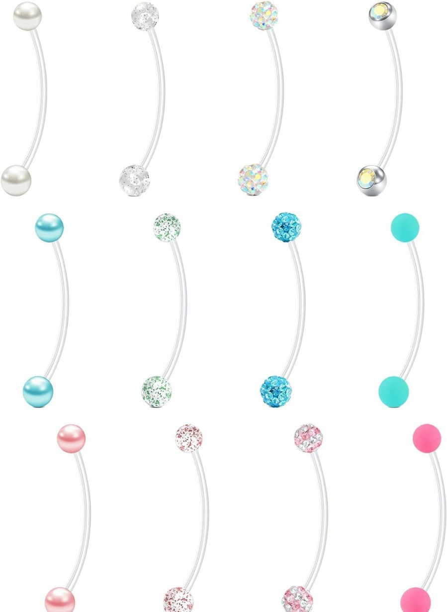 Anicina Anicina 14G Flexible Clear Acrylic Pregnancy Belly Button Ring Personalized Dangle Pregnancy Maternity Belly Rings 22/25/32/35/38Mm | Body Piercing Barbells