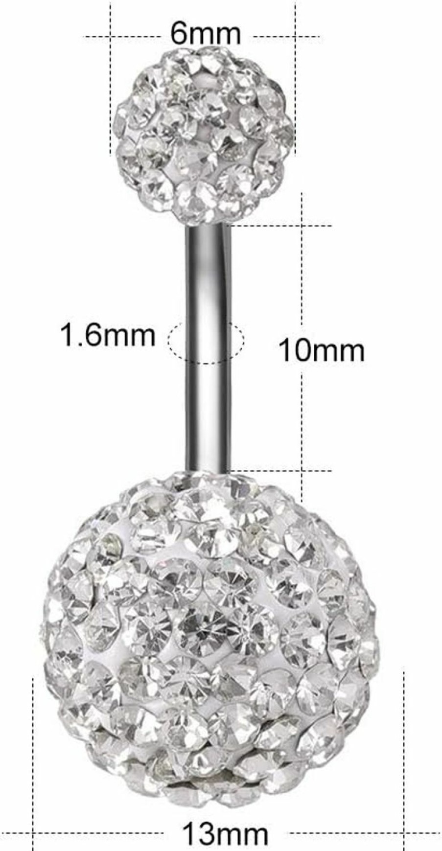 ZS Zs Pretty Belly Button Ring With Gradual Color Crystal Fervid Ball Navel Ring For Women/Girl | Body Piercing Barbells