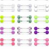 SCERRING Scerring 14G Nipple Rings Acrylic Bioflex Flexible Internally Threaded Tongue Ring Nipplerings Barbell Body Piercing Jewelry Retainer For Women Men Glow In Dark 12-16Mm 36Pcs | Body Piercing Barbells