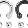 Mayhoop Mayhoop 2Pcs Internally Threaded Circular Horseshoe Barbells Stainless Steel Body Piercing Jewelry 00G-12G For Women Men | Body Piercing Barbells