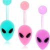 Melighting Melighting Plastic Belly Button Rings 14G Alien Belly Rings For Women Arcylic Belly Piercing Jewelry For Women Soft Navel Barbell Body Piercing Jewelry | Body Piercing Barbells