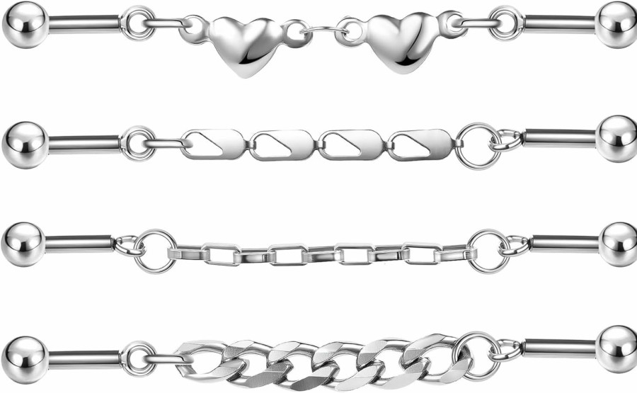 AOEDEJ Aoedej Industrial Piercing Jewelry Chain Industrial Piercing Jewelry Silver Industrial Chain Piercing Industrial Chain Jewelry For Women | Body Piercing Barbells