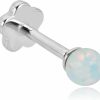 AVORA Avora 14K Gold 3Mm Created Opal Cartilage Piercing Flat Back Earring Body Jewelry (18 Gauge) | Body Piercing Barbells