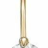 Lavari Jewelers Lavari Jewelers 16 Gauge Cubic Zirconia Belly Button Ring For Women In 10K Yellow Gold Cz Uni Stud Belly Ring 13 Mm Barbell Hypoallergenic Belly Piercing Jewelry 16G Body Piercing | Body Piercing Barbells