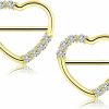 Melighting Melighting Heart Nipple Rings 14G Dainty Nipple Clicker Shiny Clear Cz Nipple Piercing Jewelry 316L Surgical Steel Nipple Piercing Barbell For Women Girls | Body Piercing Barbells