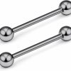 SCERRING Scerring Grade 23 Titanium Externally Threaded Nipple Bar Barbell Rings Piercing Retainer 14G 16G Sold As A Pair | Body Piercing Barbells