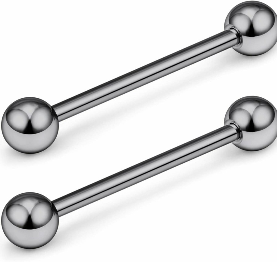 SCERRING Scerring Grade 23 Titanium Externally Threaded Nipple Bar Barbell Rings Piercing Retainer 14G 16G Sold As A Pair | Body Piercing Barbells