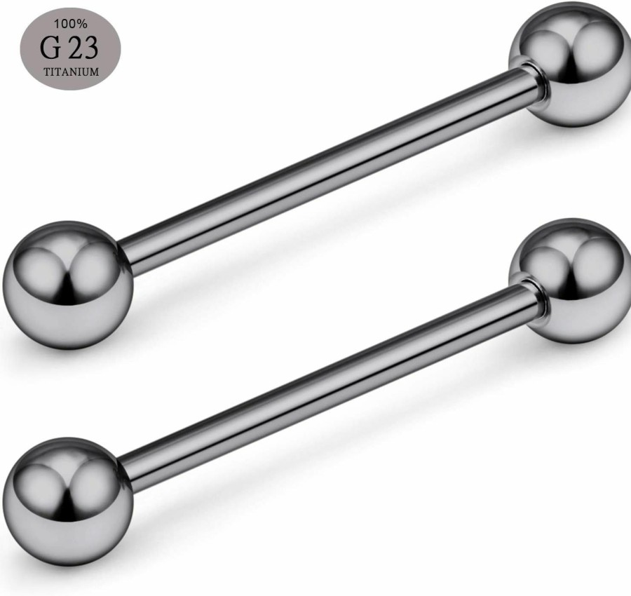 SCERRING Scerring Grade 23 Titanium Externally Threaded Nipple Bar Barbell Rings Piercing Retainer 14G 16G Sold As A Pair | Body Piercing Barbells