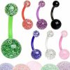 Pierced Owl Pierced Owl - Set Of 7 14Ga Bioflex Ultra Glitter Acrylic Ball Belly Button Rings | Body Piercing Barbells