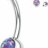 FUNLMO Funlmo 14G Belly Button Ring Titanium Belly Navel Ring Belly Button Piercing Jewelry Internally Threaded Navel Jewelry Navel Belly Piercing Jewelry Double Cz Opal Inlaid | Body Piercing Barbells