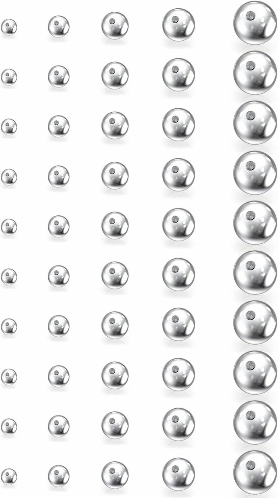 Boernfnso Boernfnso 14G 3Mm 4Mm 5Mm 6Mm 8Mm Externally Threaded 316L Surgical Steel Replacement Balls Barbell Tongue Nipple Belly Button Ring Earring Horseshoe Septum Eyebrow Piercing Balls For Women Men 50Pcs | Body Piercing Barbells