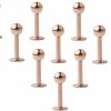 Ruifan Ruifan 10Pcs 16G Rose Gold 316L Stainless Steel 3Mm Ball Labret Monroe Lip Ring/Tragus/Helix Earring Stud Barbell,6-12Mm Bar Length Body Piercing Jewelry | Body Piercing Barbells