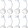 CrazyPiercing Crazypiercing Transparent 14 Gauge Clear Acrylic Belly Button Ring Retainer (8 Pcs) | Body Piercing Barbells