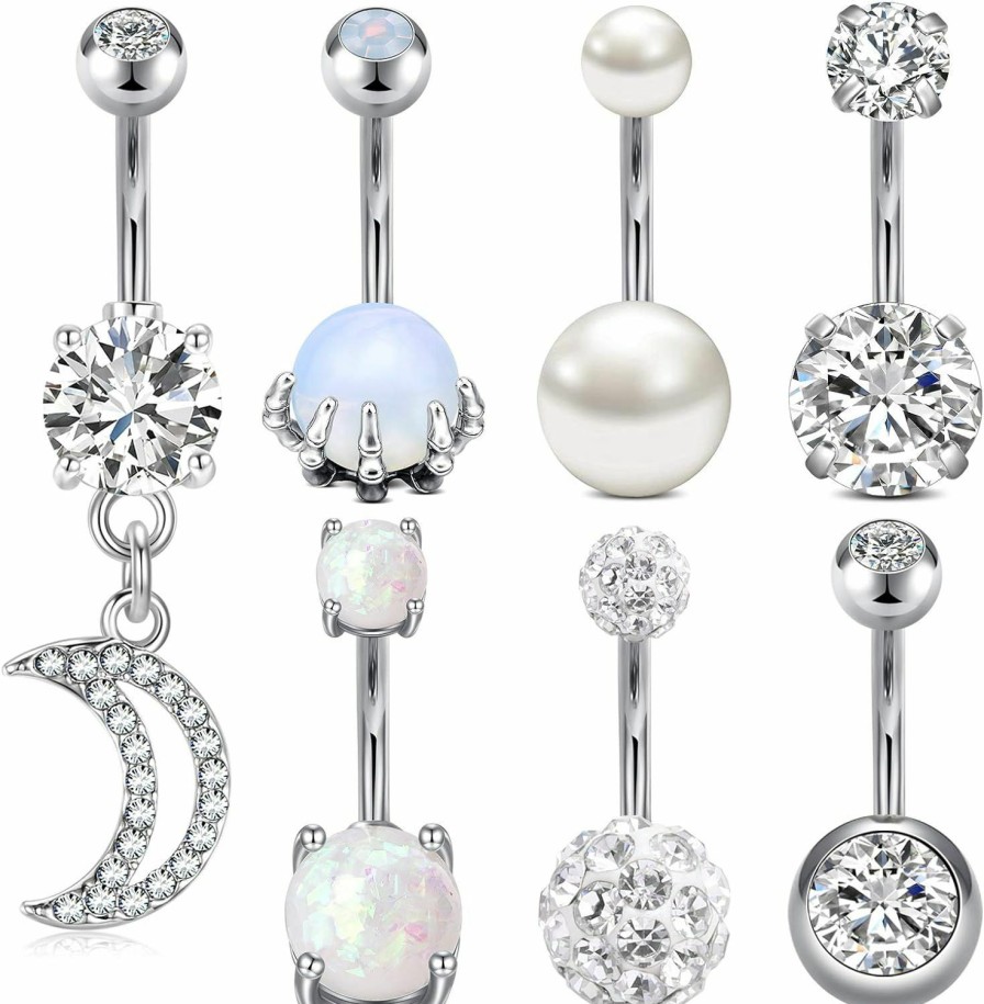 MODRSA Modrsa Belly Button Ring Belly Rings Surgical Steel Belly Button Ring Hypoallergenic Clicker Belly Button Ring Navel Rings For Women | Body Piercing Barbells