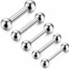 Udalyn Udalyn 5Pcs Stainless Steel Tongue Ring Internally Threaded Straight Body Piercing Set 6-14G | Body Piercing Barbells