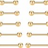 GAGABODY Gagabody 5 Pairs Nipple Ring 14G Tongue Rings Surgical Steel Screw Nipple Tongue Barbell Nipple Piercings Straight Nipple Rings For Women Men 12Mm 14Mm 16Mm 18Mm 20Mm | Body Piercing Barbells