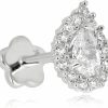 AVORA Avora 14K Gold Teardrop Pear-Shaped Simulated Diamond Cz Halo Cartilage Piercing Flat Back Earring Body Jewelry (18 Gauge) | Body Piercing Barbells