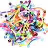 CrazyPiercing Crazypiercing Colorful Ball Acrylic Flexible Curved Bar Eyebrow Rings Tragus Piercing Jewelry, 50Pcs, 16G | Body Piercing Barbells