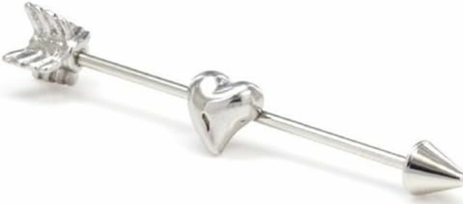 Body Accentz Body Accentz 316L Surgical Heart Arrow 14G 1 3/8 Industrial Bar Ch136 | Body Piercing Barbells