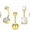 BLZ Blz Cute 14G Stainless Steel Belly Button Rings Navel Rings For Women Girls 5Pcs Belly Piercing Cz Inlaid | Body Piercing Barbells