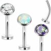 LOAYHOAY 3Pcs 14G Surgical Steel Belly Button Rings For Women Floating Belly Rings Flat Back Belly Piercing Convex Base Cz Navel Rings Curved Barbell Internally Threaded Navel Belly Piercing Jewelry | Body Piercing Barbells