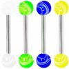 Heuvipens Heuvipens 6Pc Set Multi Color Marbling Acrylic Ball 14G Surgical Steel Bar Marble Barbell Tongue Ring Stud Piercing Jewelry | Body Piercing Barbells