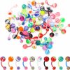 CrazyPiercing Crazypiercing Wholesale Lot Of 50Pcs Belly Navel Button Rings Bar Barbells Ball Acrylic Steel | Body Piercing Barbells