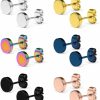 SCERRING Scerring 6 Pairs 20G Stainless Steel Flat Top Stud Earrings Set For Men Women Barbell Stud Earrings Same Sizes 3-8Mm | Body Piercing Barbells