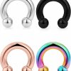 SCERRING Scerring Pa Ring Internally Threaded Circular Barbells Horseshoe Monster Screwball Rings 316L Surgical Steel Pierced Body Jewelry 2G 4G 6G 8G | Body Piercing Barbells