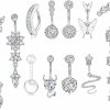 WAINIS Wainis 11Pcs 14G Surgical Steel Belly Button Ring For Women Belly Piercing Dangling Cute Cz Butterfly Navel Rings Pack | Body Piercing Barbells