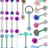 Hnxnskt Ronbemo 22Pcs Assorted Styles 14G Tongue Rings Stainless Steel Tongue Piercing Barbells Long Tounge Piercing Jewelry For Women Men | Body Piercing Barbells