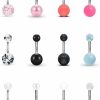 Ftovosyo Ftovosyo 12Pc Belly Button Rings Banana Barbells 14G Surgical Steel Bar Mix Color Body Piercing Jewelry For Women Girls | Body Piercing Barbells