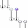 Yaalozei Yaalozei 16G Opal Tragus Cartilage Helix Earrings Piercing Jewelry 316L Surgical Steel Flat Back Lip Labret Monroe Medusa Rings Studs Internally Threaded 6Mm 8Mm 10Mm Bars | Body Piercing Barbells