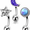 Jewseen Jewseen 16G Rook Piercing Jewelry Moon Rook Earrings Star Rook Jewelry Surgical Steel Rook Piercing Eyebrow Piercing Jewelry For Women | Body Piercing Barbells