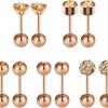 ZS 5 Pairs Ball Stud Earrings Stainless Steel 18G Barbell Gartilage Earrings Helix Earrings 4Mm Cz Ear Piercing Set | Body Piercing Barbells