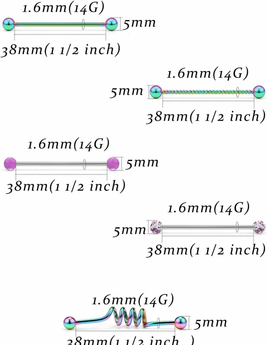 Goerhsjie Goerhsjie Industrial Piercing Jewelry Industrial Earrings Industrial Piercing Industrial Bar Piercing Industrial Bar Industrial Jewelry Industrial Piercing Jewelry Surgical Steel Industrial Barbell | Body Piercing Barbells