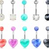 Shakalaka Shakalaka Surgical Steel Belly Button Ring For Women Belly Piercing Dangling Cute Heart Butterfly Navel Rings Pack (Muti-Color) | Body Piercing Barbells