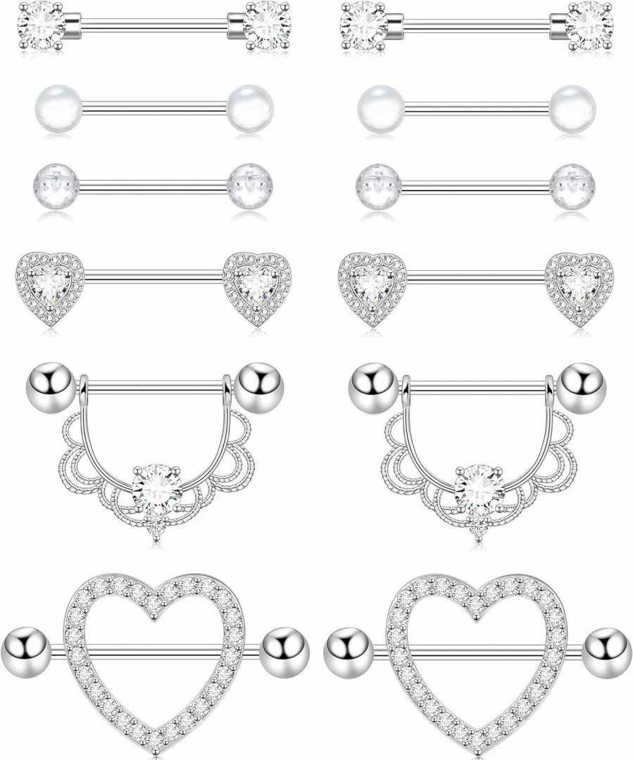 Shakalaka Shakalaka Surgical Steel Nipple Rings Body Piercing Jewelry For Women With Cute Heart 14G | Body Piercing Barbells