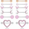 Kakonia Kakonia 6 Pairs 14G Nipple Rings For Women 316L Stainless Steel Heart Butterfly Moon Cz Flower Barbell Nipple Rings Set Cute Nipplerings Piercing Jewelry | Body Piercing Barbells